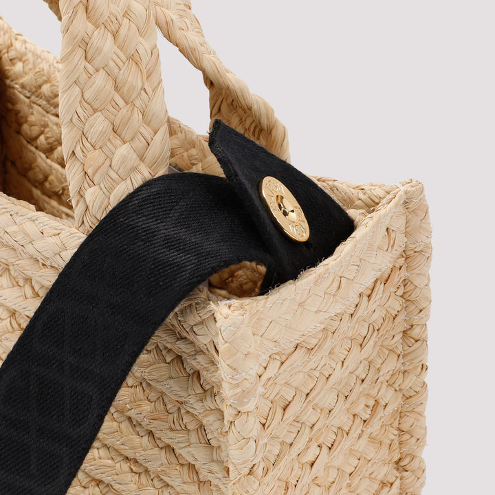 Beige Small JP tote in raffia-5