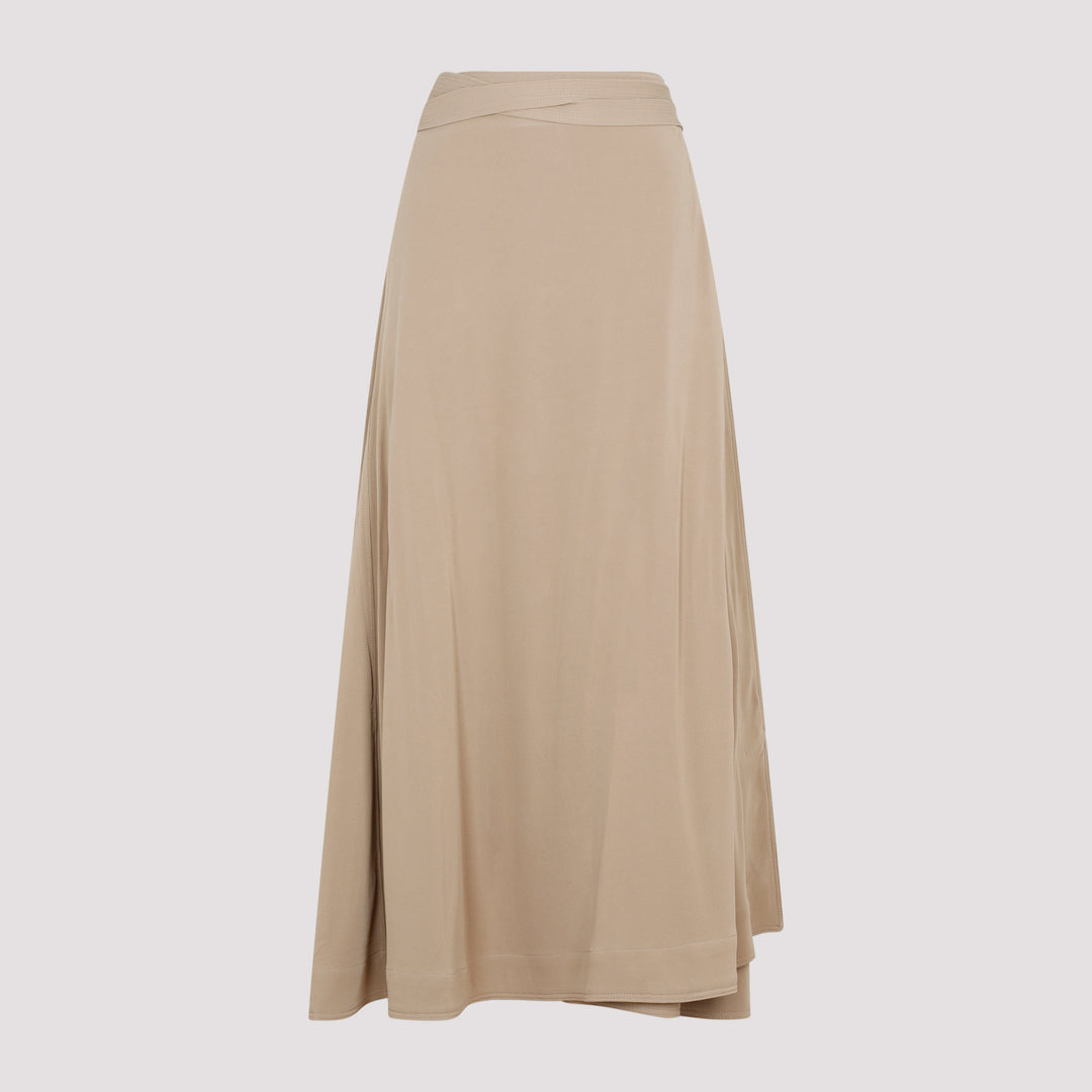 Beige Tie-Waist Wrap Skirt-0