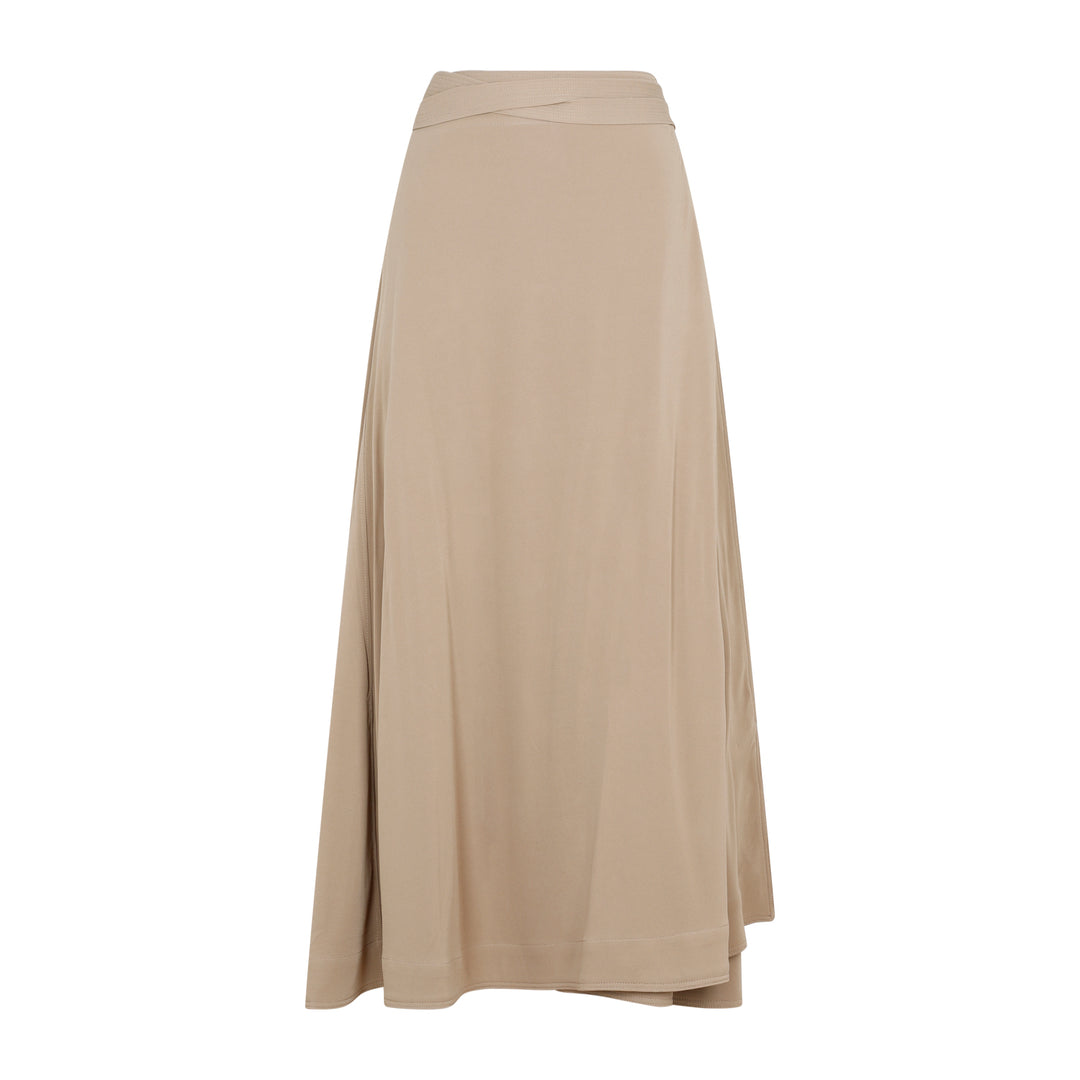 Beige Tie-Waist Wrap Skirt-1