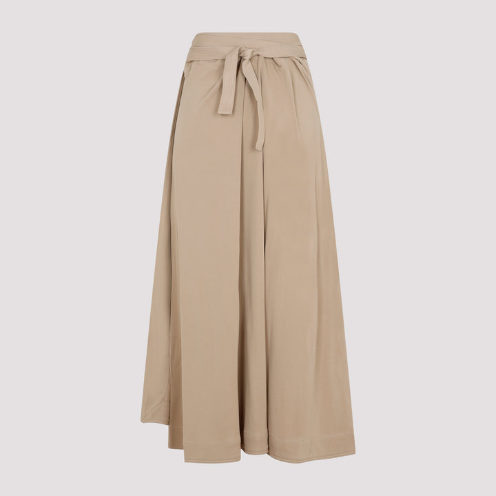 Beige Tie-Waist Wrap Skirt-3