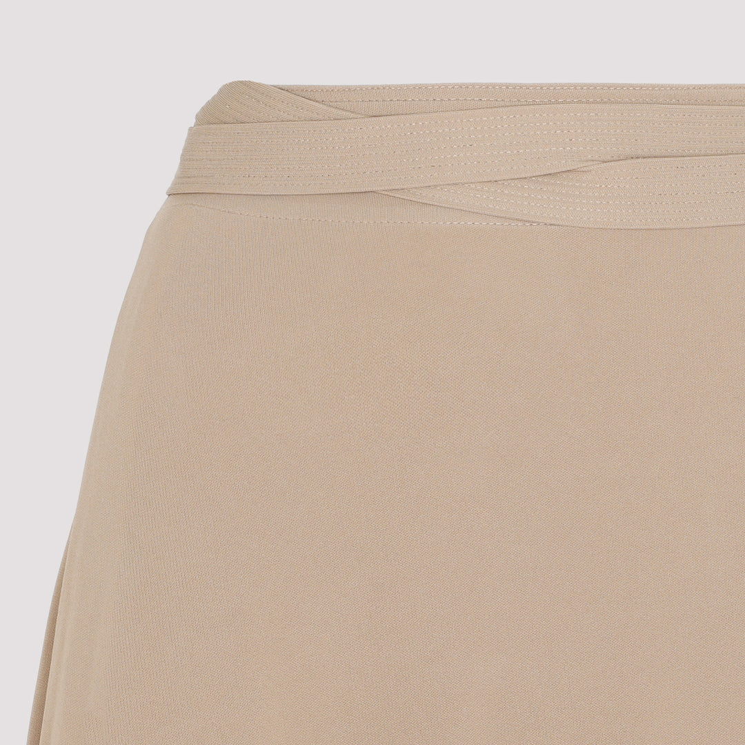 Beige Tie-Waist Wrap Skirt-5