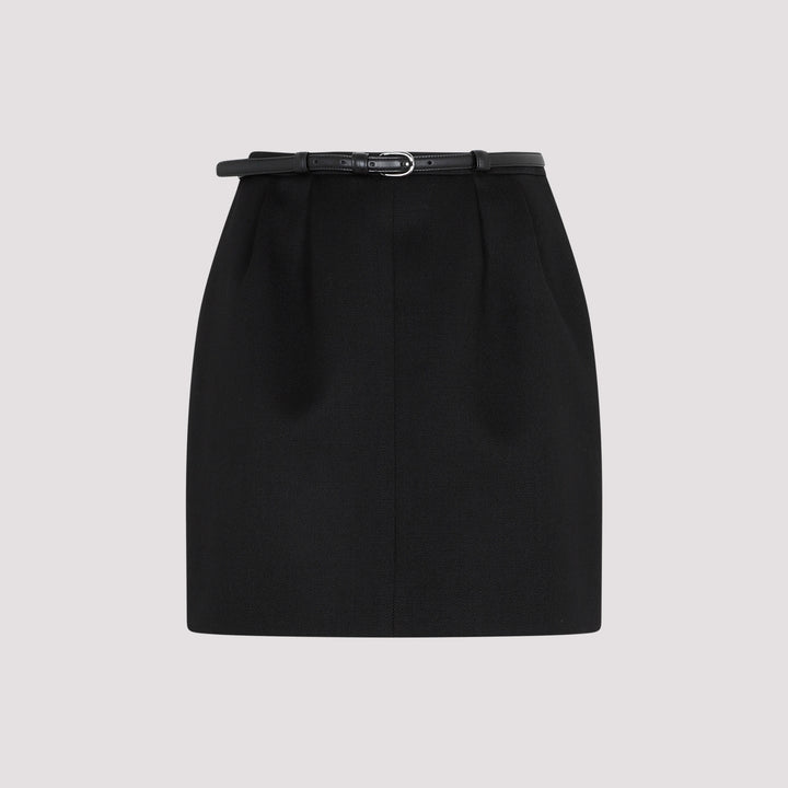 Black Wool Mni Skirt-0