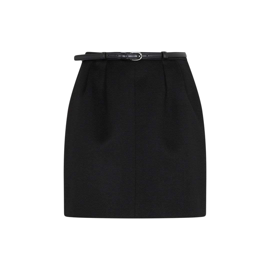 Black Wool Mni Skirt-1