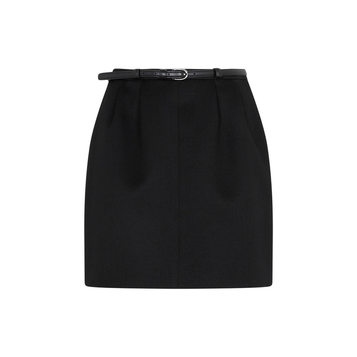 Black Wool Mni Skirt-1