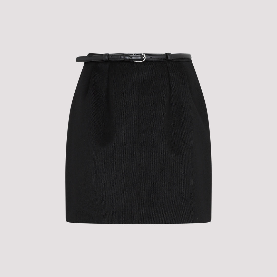 Black Wool Mni Skirt-2