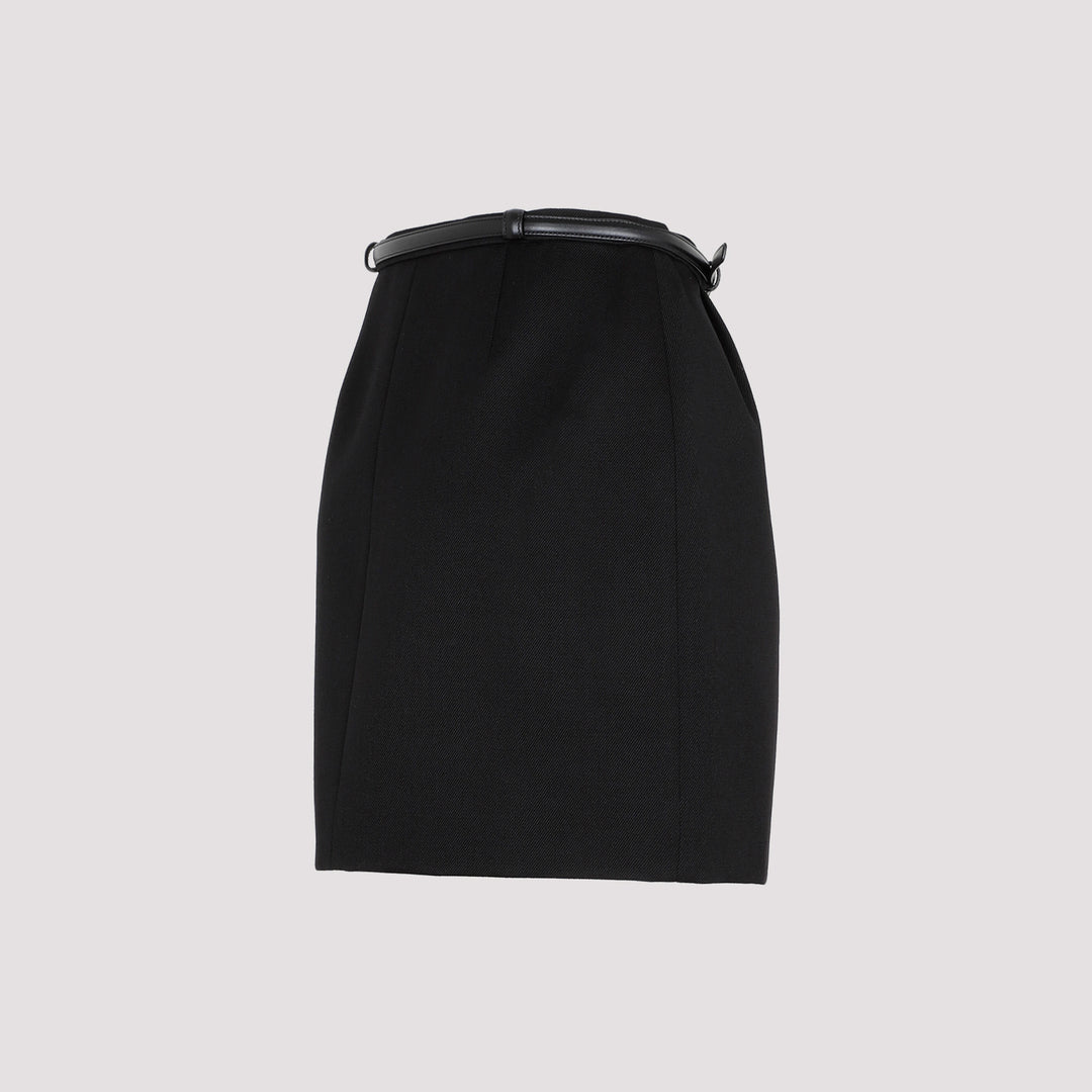 Black Wool Mni Skirt-4