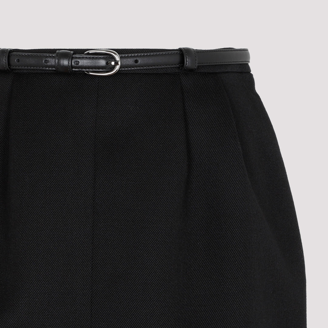 Black Wool Mni Skirt-5