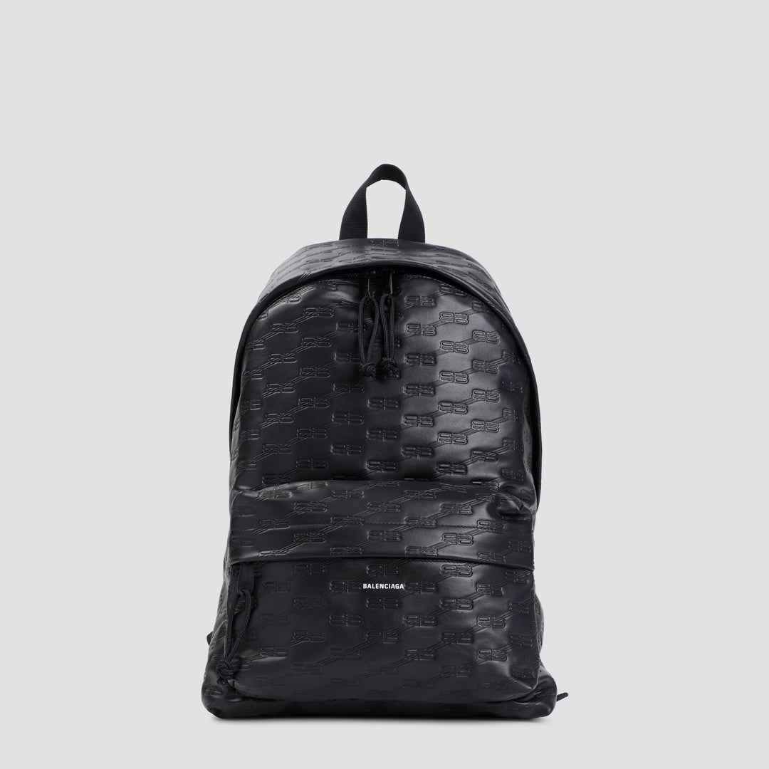 Black Calf Leather Signature M Backpack-0