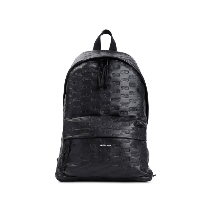 Black Calf Leather Signature M Backpack-1