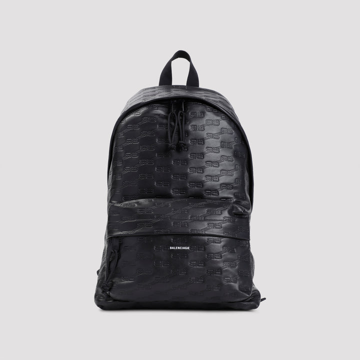 Black Calf Leather Signature M Backpack-2