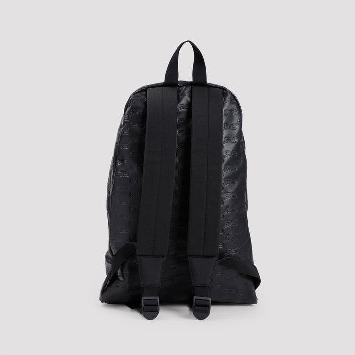 Black Calf Leather Signature M Backpack-3