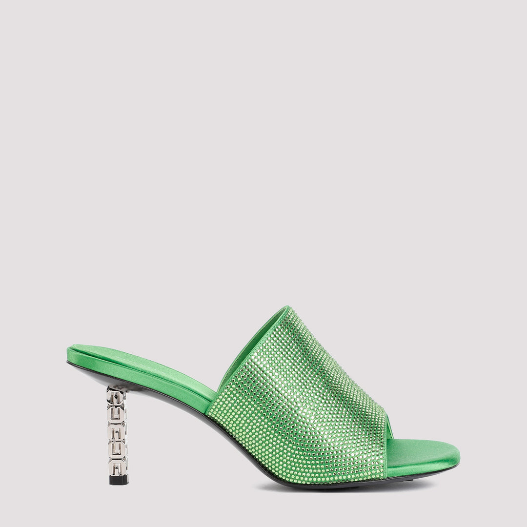 Green G Cube mules in satin with strass-0