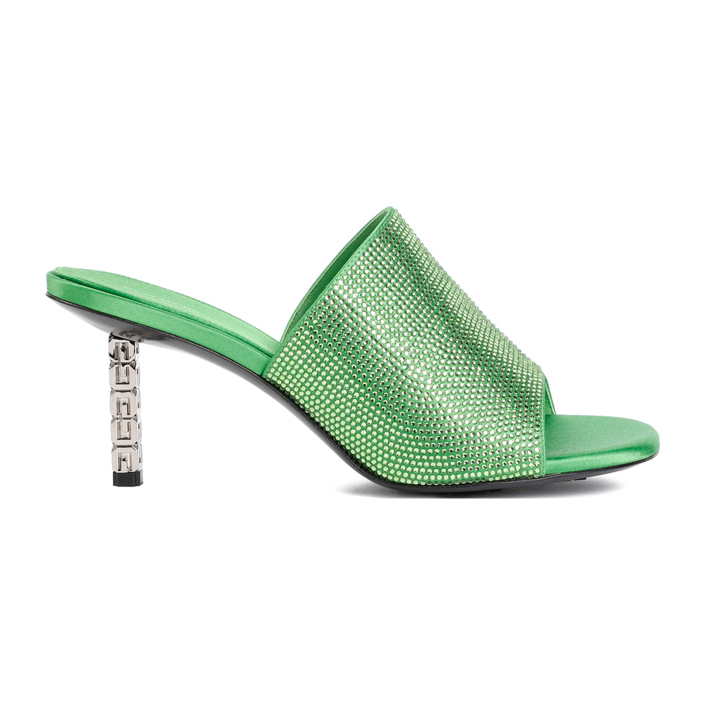 Green G Cube mules in satin with strass-1