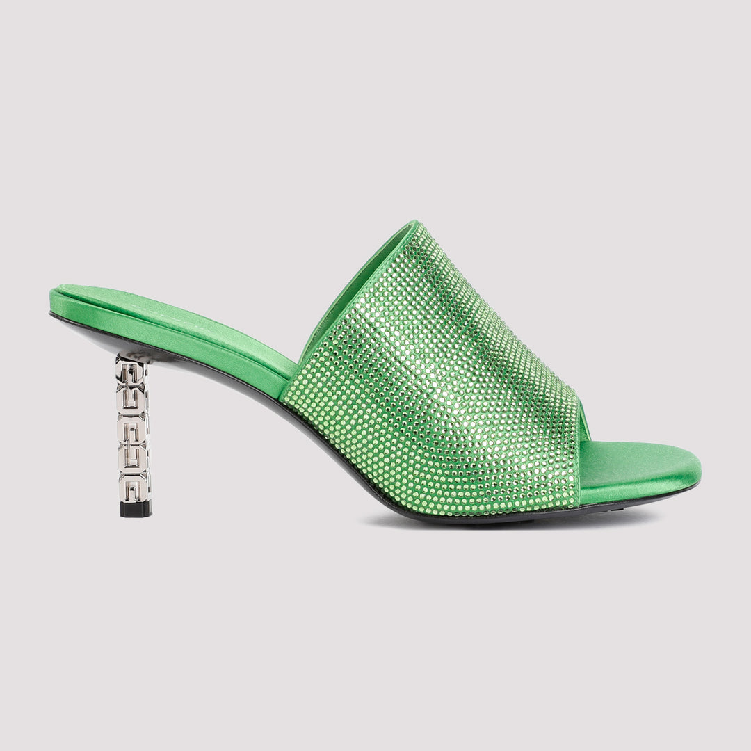 Green G Cube mules in satin with strass-2