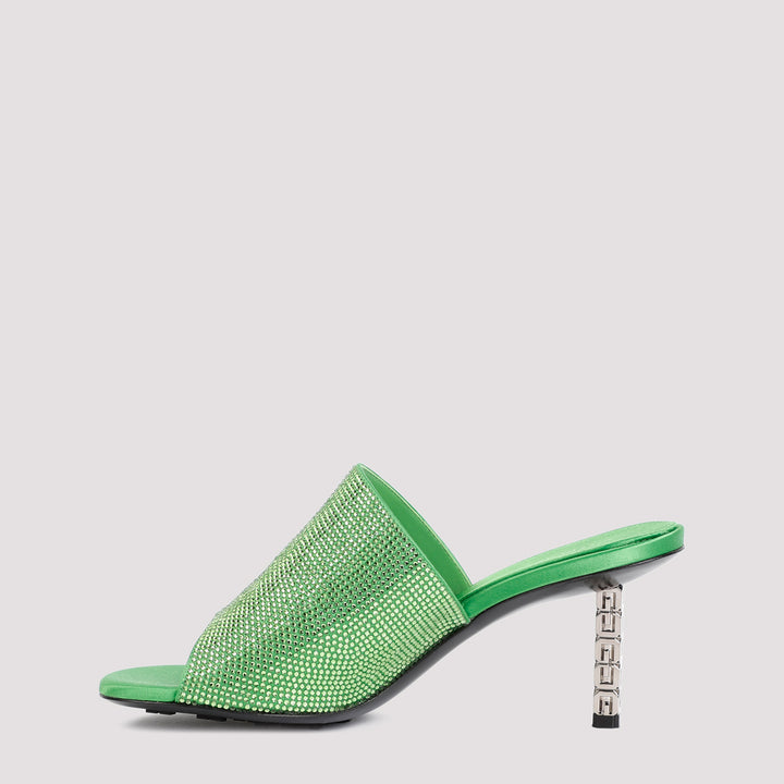 Green G Cube mules in satin with strass-3