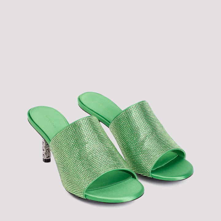 Green G Cube mules in satin with strass-4