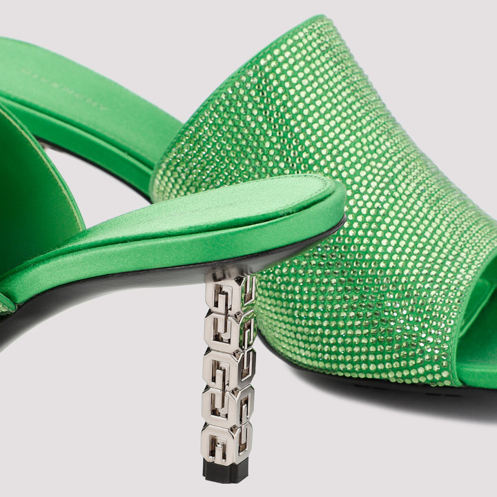 Green G Cube mules in satin with strass-5