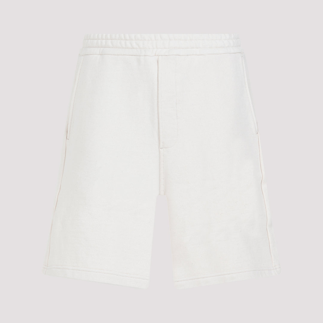 White Cotton Bermuda Shorts-0