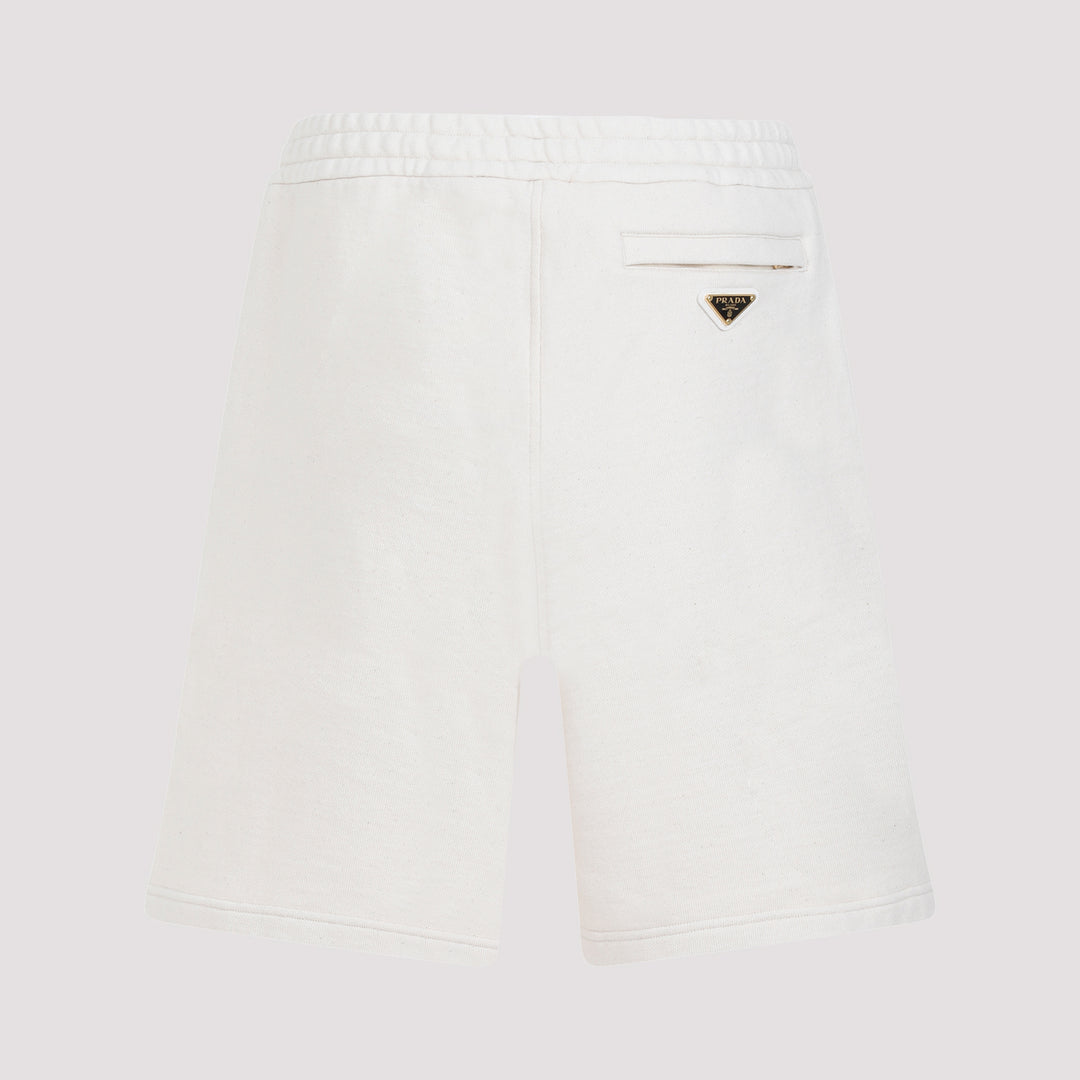 White Cotton Bermuda Shorts-3