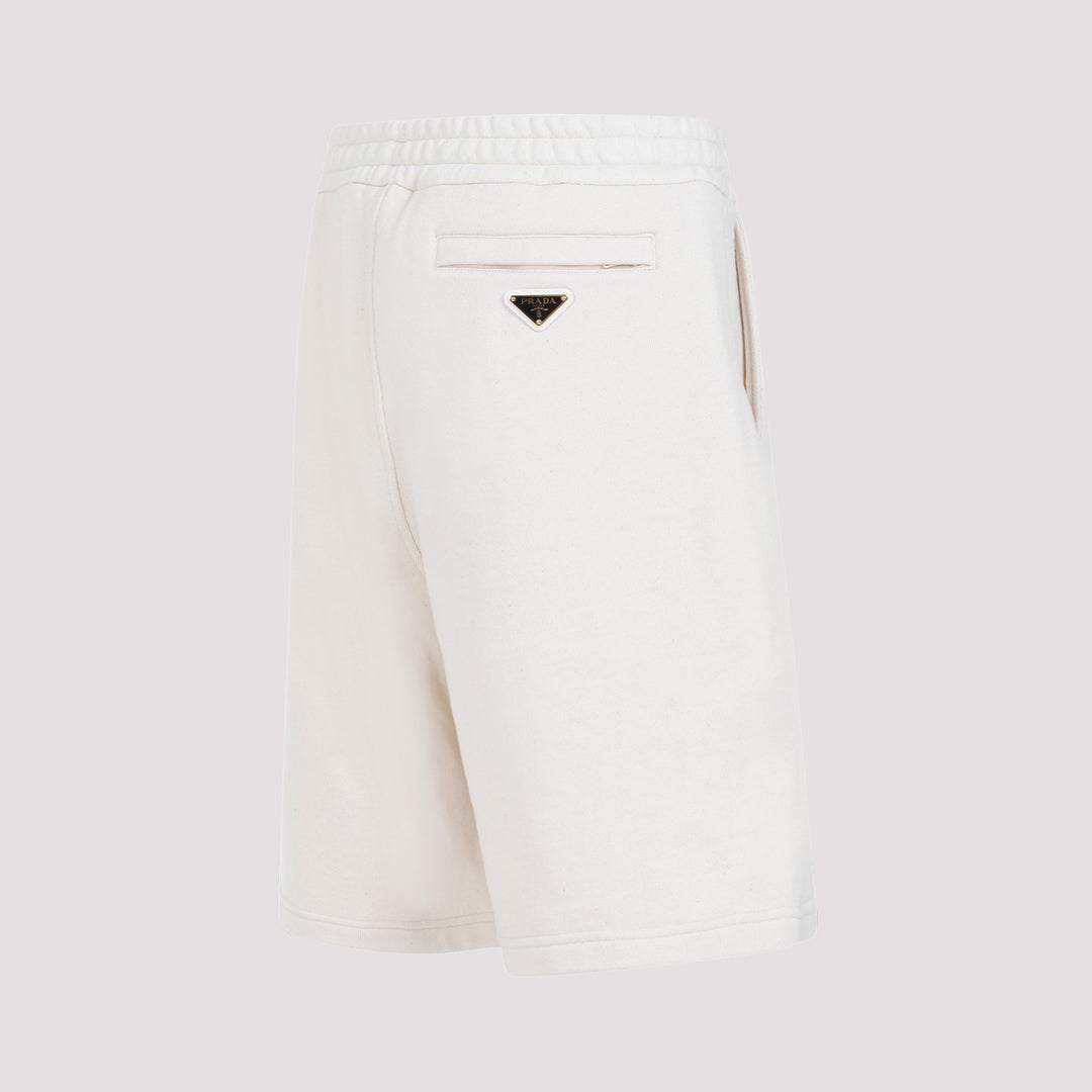 White Cotton Bermuda Shorts-4