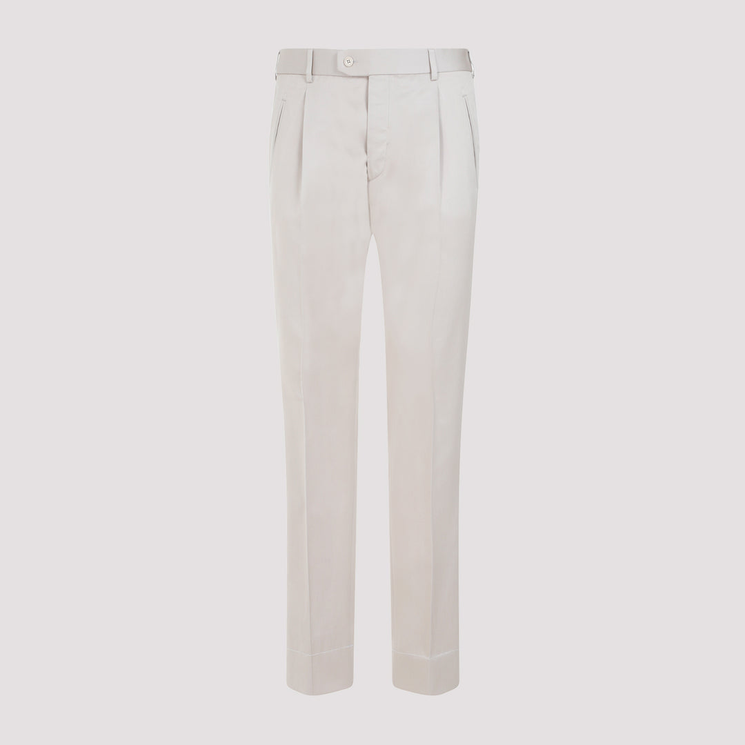 Beige Cotton Pants-0