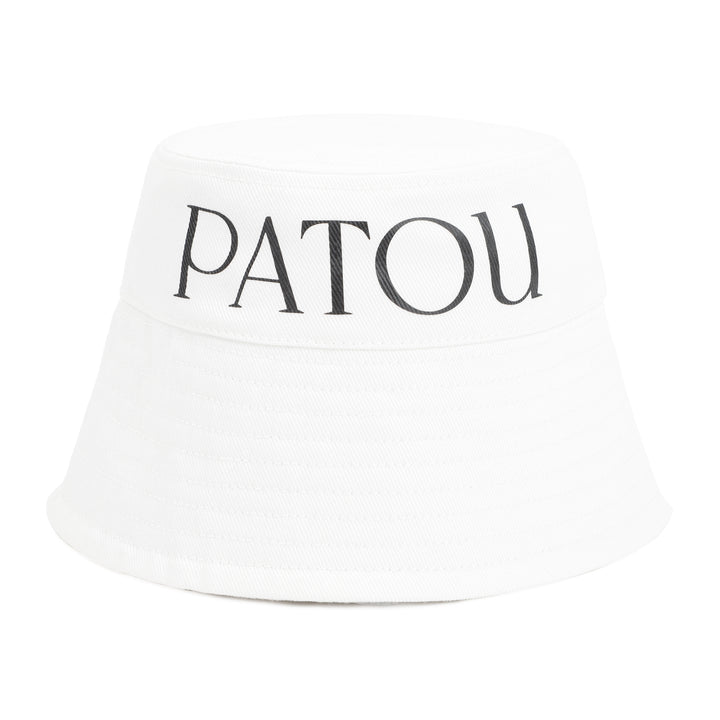 White Logo Print Bucket hat-1