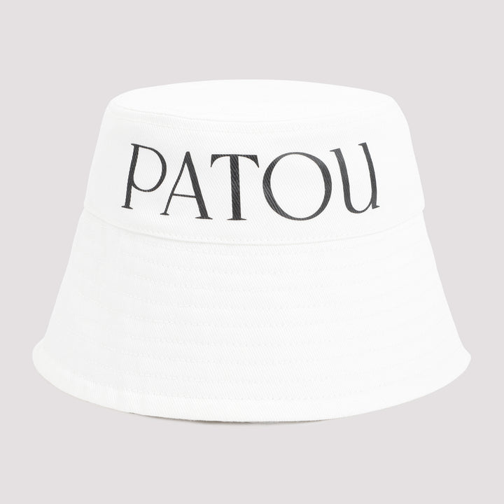 White Logo Print Bucket hat-2