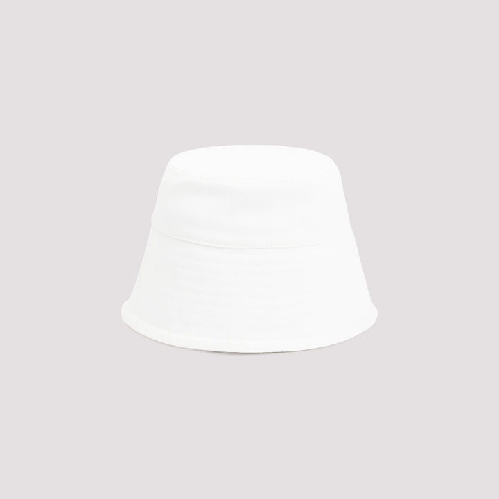 White Logo Print Bucket hat-3