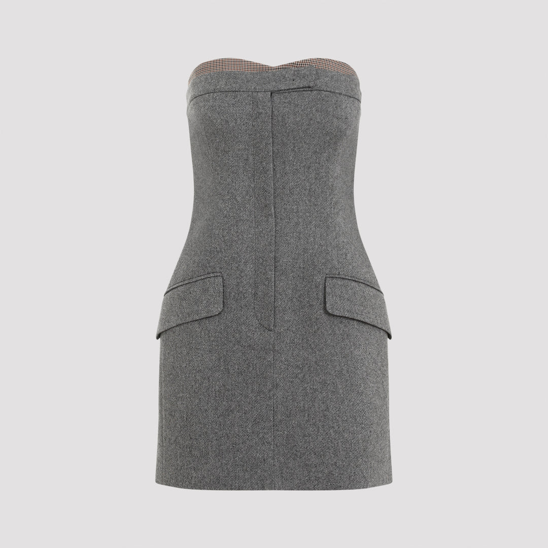 Grey Tebaide Virgin Wool Mini Dress-0