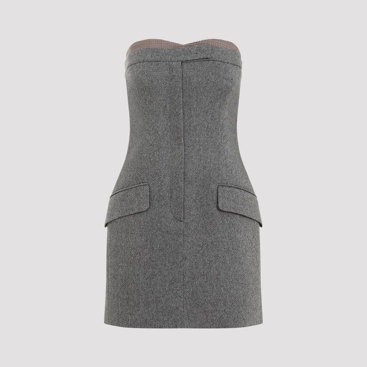 Grey Tebaide Virgin Wool Mini Dress-0