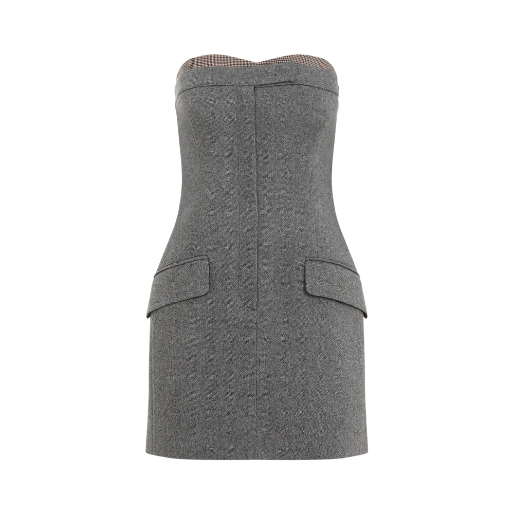 Grey Tebaide Virgin Wool Mini Dress-1