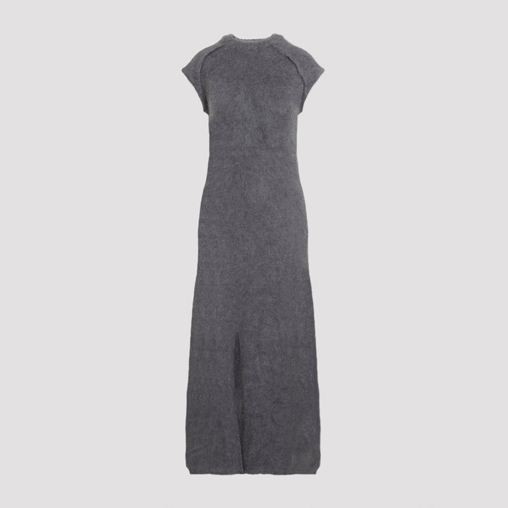 Grey Knit Virgin Wool Long Dress-0