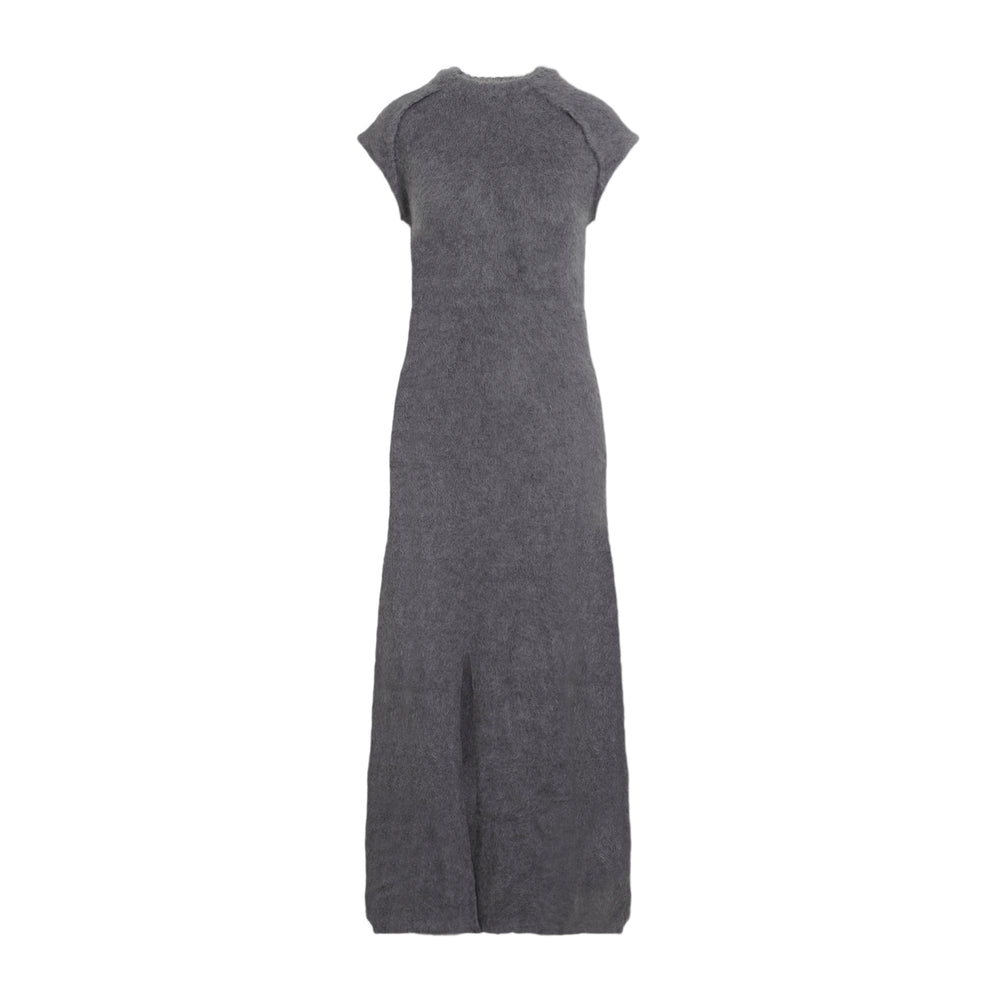 Grey Knit Virgin Wool Long Dress-1