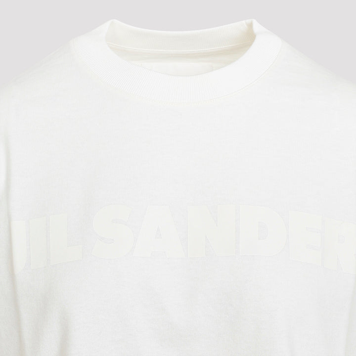 White Logo Cotton T-shirt-4