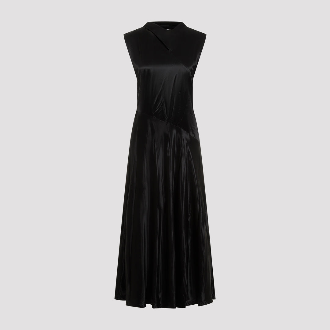 Black Cupro Long Dress-0