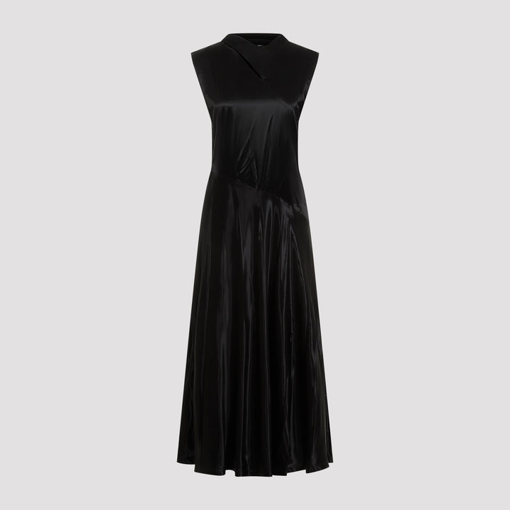 Black Cupro Long Dress-0