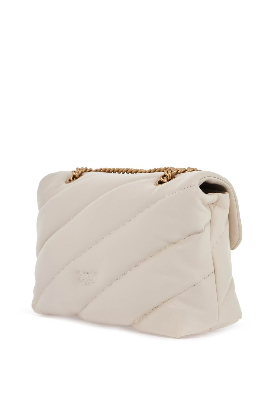 white silk leather shoulder bag with golden chain-1