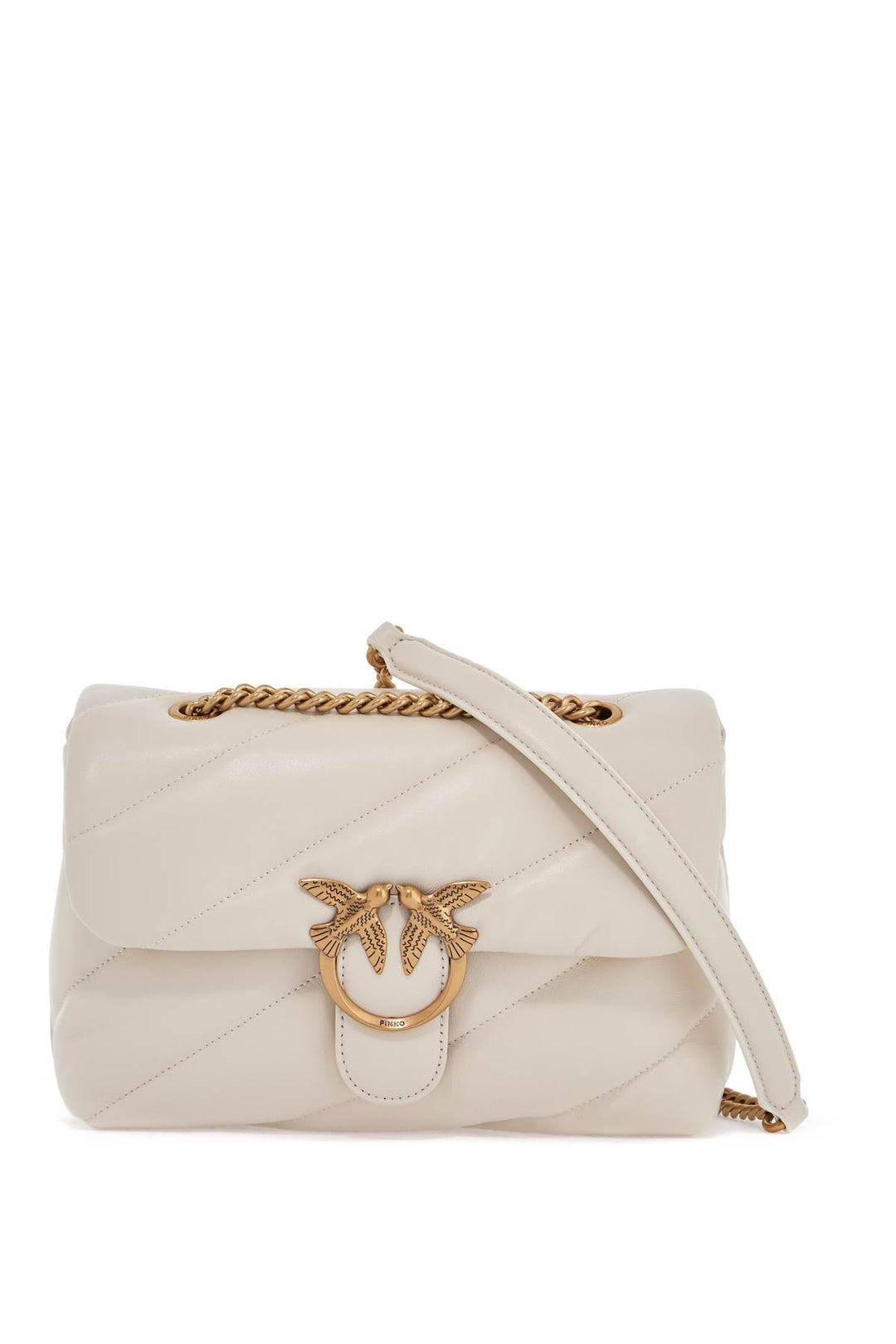 white silk leather shoulder bag with golden chain-0