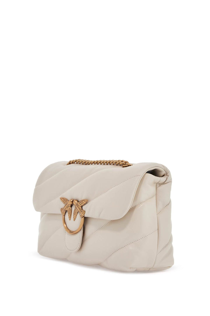 white silk leather shoulder bag with golden chain-2