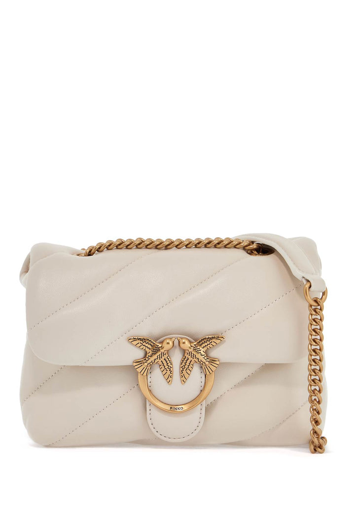 mini love puff quilted bag white silk chain shoulder-0