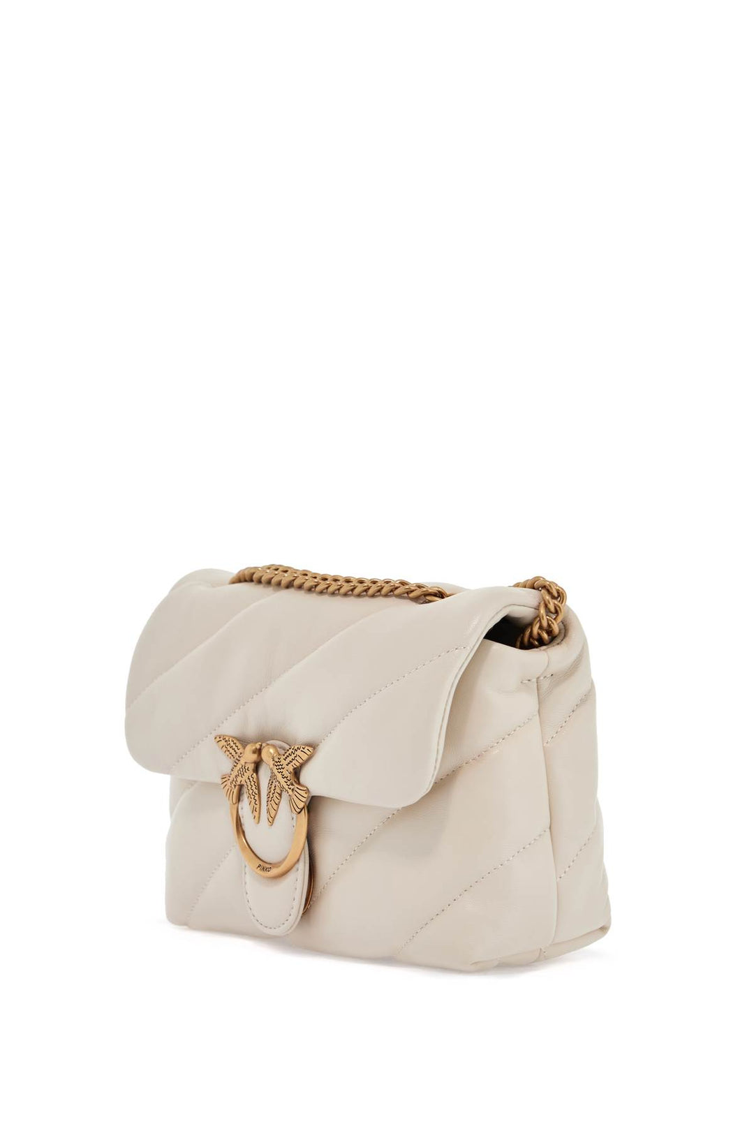 mini love puff quilted bag white silk chain shoulder-2