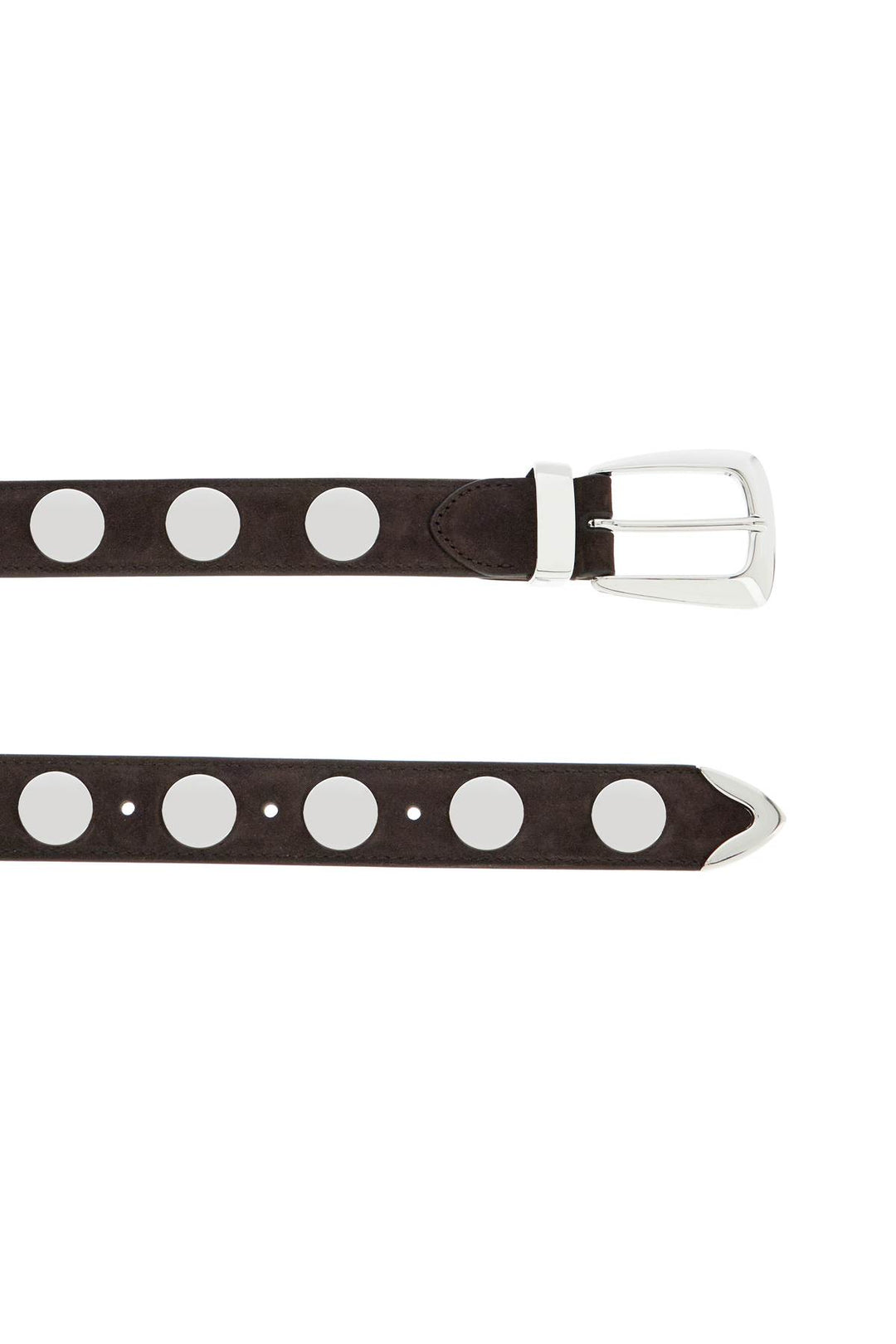 coffee calfskin belt with studs 30mm-1