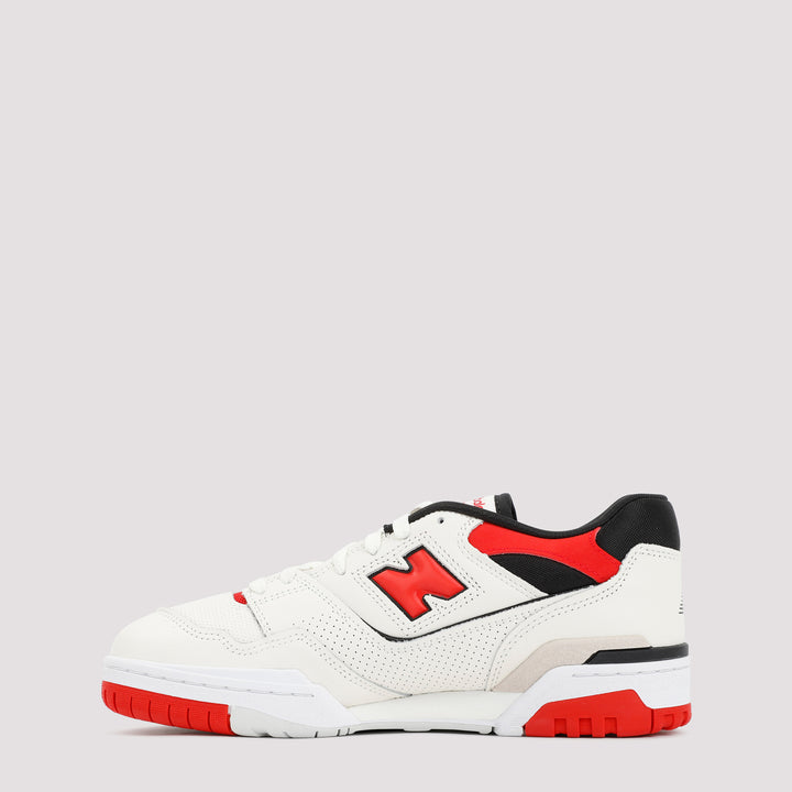 White and Red 550 Premium Leather Sneakers-3