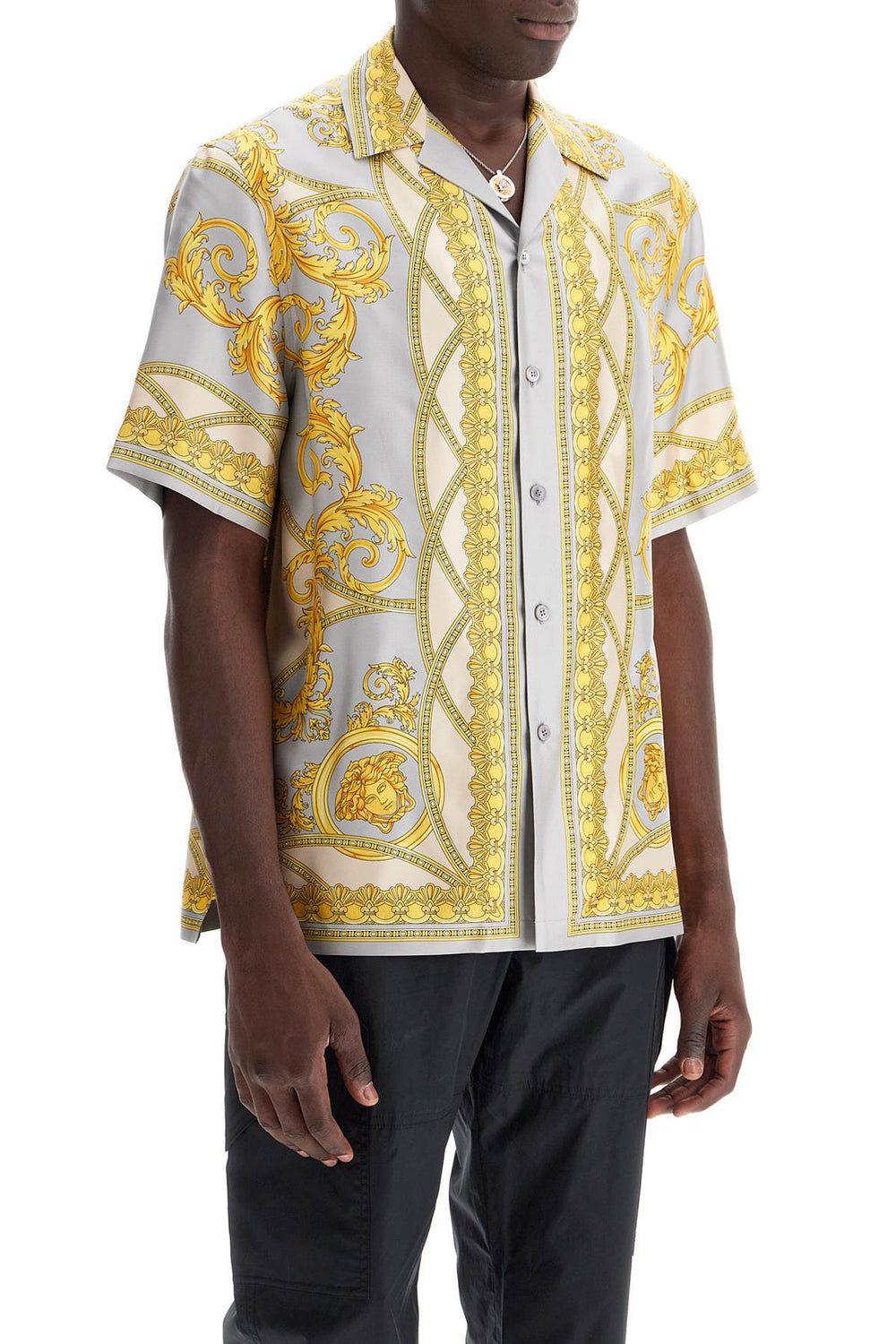 'printed silk bowling shirt from the gods' collection-1