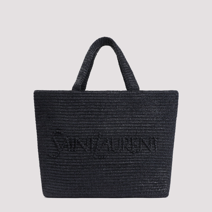 Black Raffia Tote Bag-0