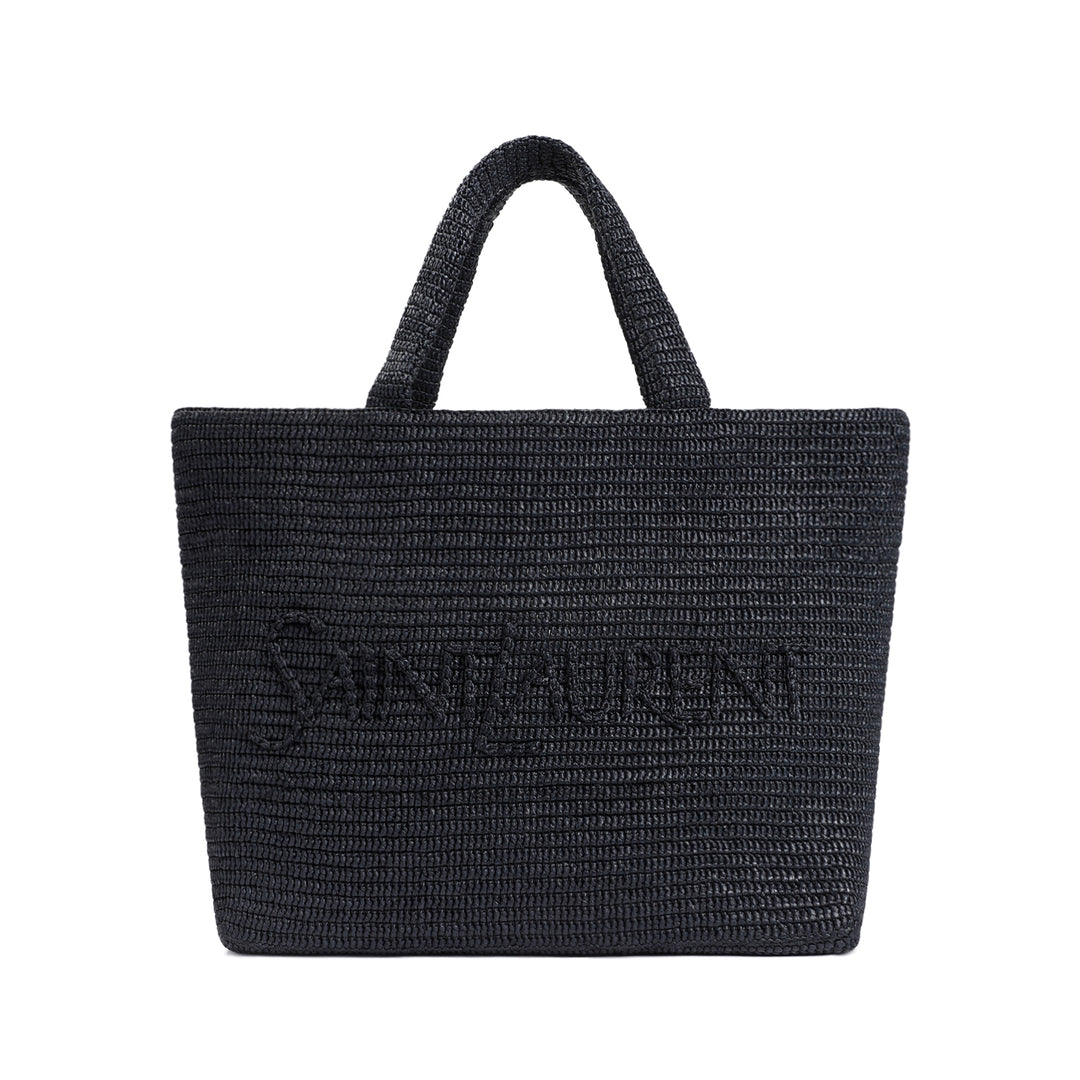 Black Raffia Tote Bag-1