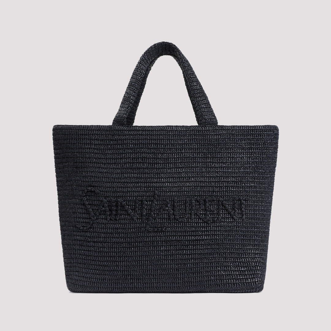 Black Raffia Tote Bag-2