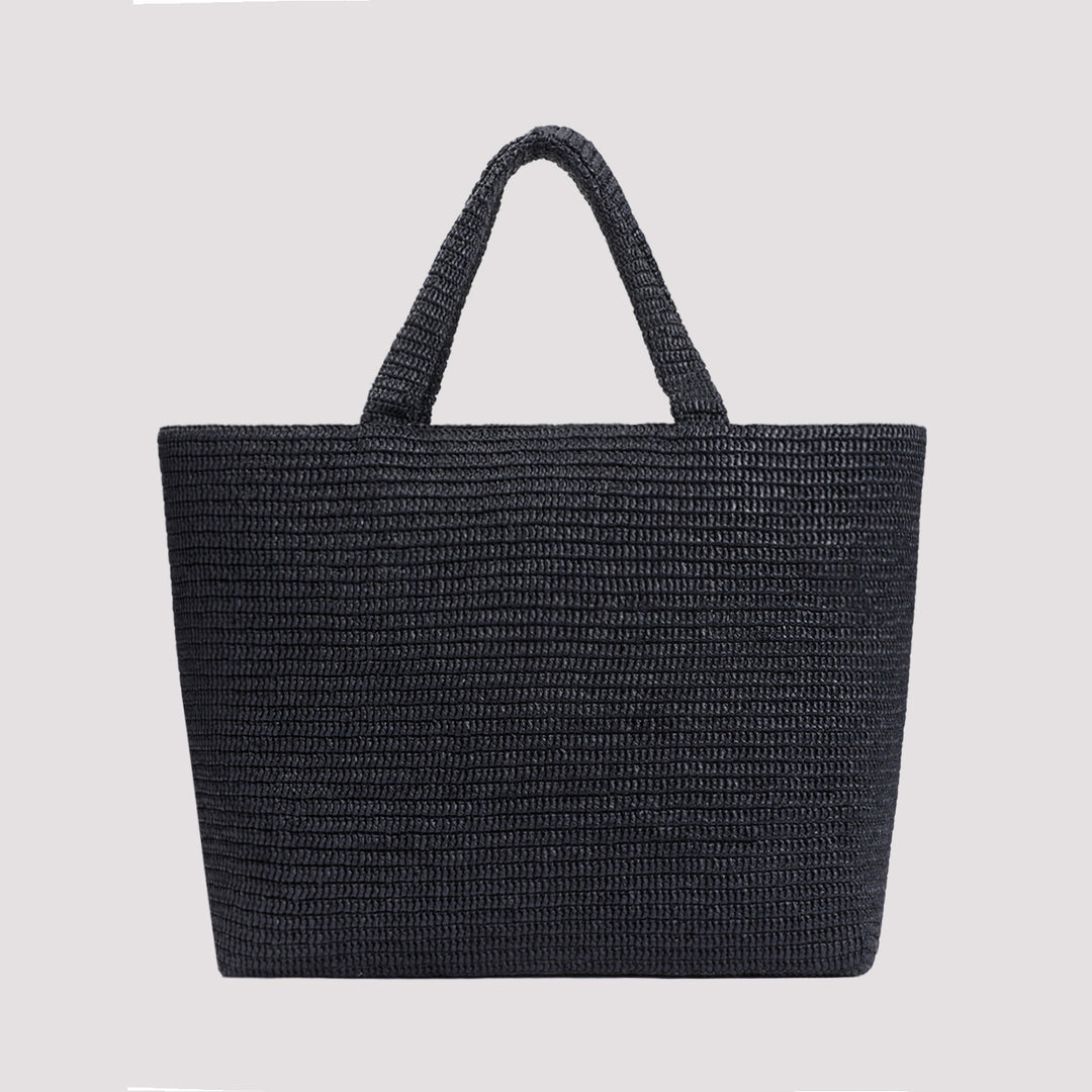 Black Raffia Tote Bag-3