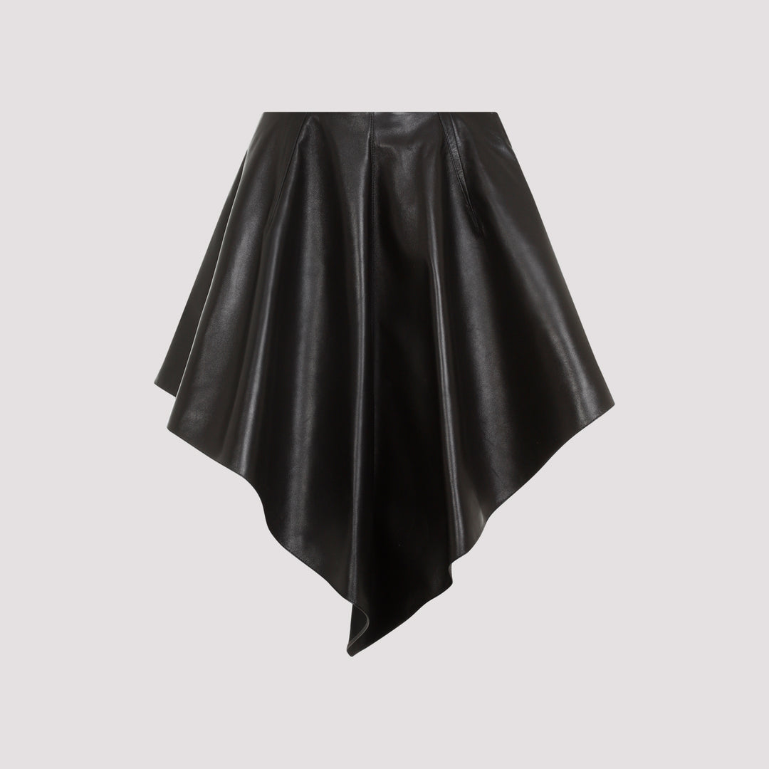 Black Triangle Leather Skirt-2