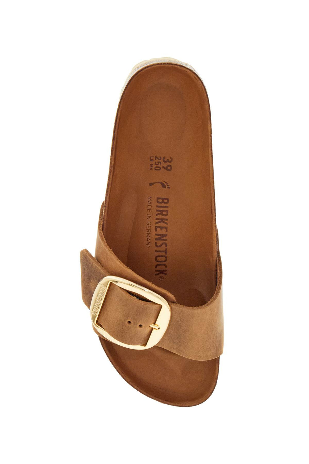 cognac oiled leather slippers with large buckle-1